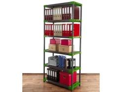 PROREGAL Kunststoffregal Grey Bear Extra-Tall HxBxT 220 x 100 x 46 cm Fachlast 120 kg Grau/Grün