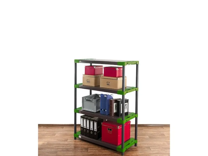 Clearance PROREGAL Kunststoffregal Big Grey Bear Low HxBxT 138 x 120 x 46 cm Fachlast 160 kg Grau/Grün Grau-Grün