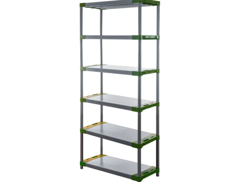 PROREGAL Kunststoffregal Grey Bear Extra-Tall HxBxT 220 x 110 x 46 cm Fachlast 120 kg Grau/Grün