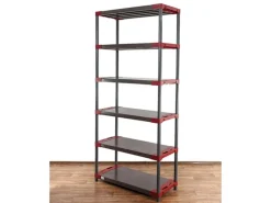 PROREGAL Kunststoffregal Big Grey Bear Extra-Tall HxBxT 220 x 100 x 46 cm Fachlast 160 kg Grau/Rot