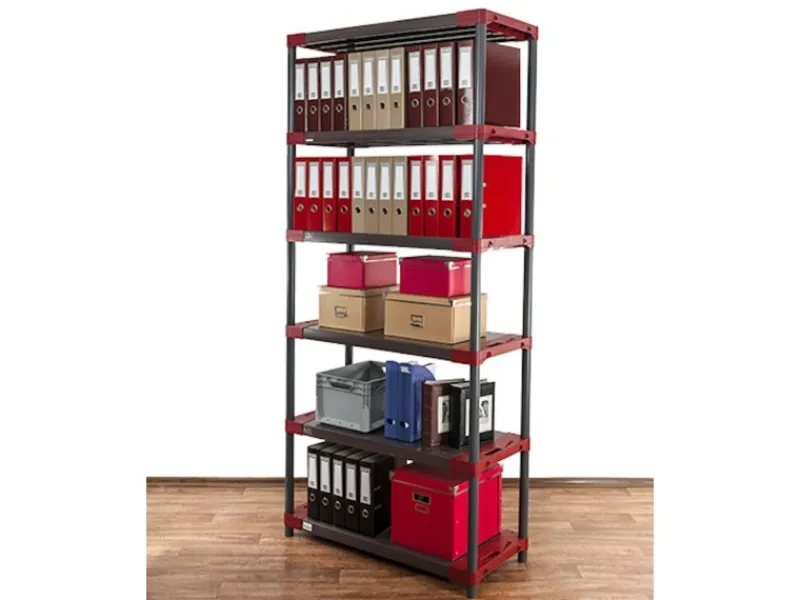 Sale PROREGAL Kunststoffregal Big Grey Bear Extra-Tall HxBxT 220 x 80 x 46 cm Fachlast 160 kg Grau/Rot Grau-Rot