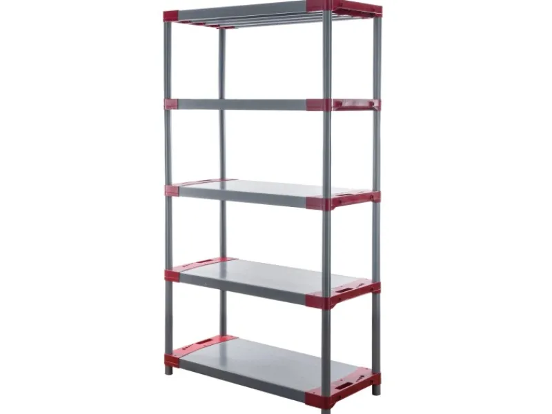 New PROREGAL Kunststoffregal Big Grey Bear Tall HxBxT 180 x 100 x 46 cm Fachlast 160 kg Grau/Rot Grau-Rot