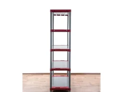 PROREGAL Kunststoffregal Grey Bear Tall HxBxT 180 x 80 x 46 cm Fachlast 120 kg Grau/Rot Grau-Rot