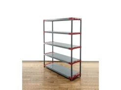 Discount PROREGAL Kunststoffregal Grey Bear Tall HxBxT 180 x 140 x 46 cm Fachlast 70 kg Grau/Rot Grau-Rot