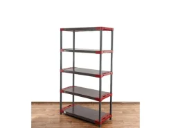 PROREGAL Kunststoffregal Grey Bear Tall HxBxT 180 x 120 x 46 cm Fachlast 120 kg Grau/Rot