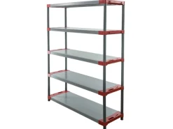 PROREGAL Kunststoffregal Big Grey Bear Tall HxBxT 180 x 140 x 46 cm Fachlast 120 kg Grau/Rot