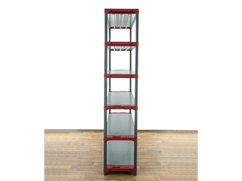 PROREGAL Kunststoffregal Big Grey Bear Extra-Tall HxBxT 220 x 150 x 46 cm Fachlast 120 kg Grau/Rot