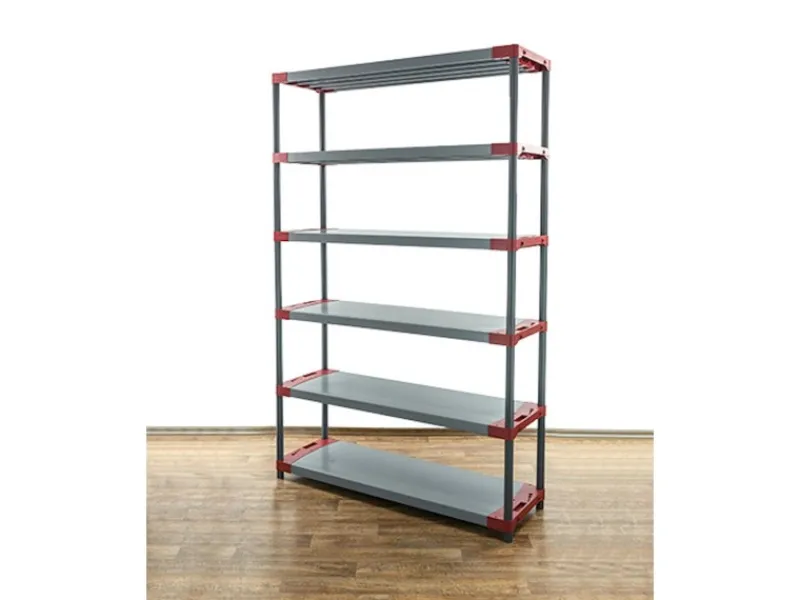 PROREGAL Kunststoffregal Big Grey Bear Extra-Tall HxBxT 220 x 150 x 46 cm Fachlast 120 kg Grau/Rot