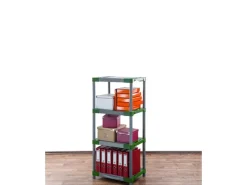 Outlet PROREGAL Kunststoffregal Grey Bear Low HxBxT 138 x 70 x 46 cm Fachlast 120 kg Grau/Grün Grau-Grün