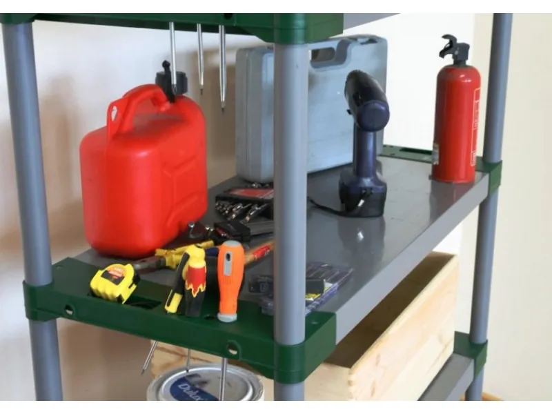 Outlet PROREGAL Kunststoffregal Grey Bear Low HxBxT 138 x 70 x 46 cm Fachlast 120 kg Grau/Grün Grau-Grün