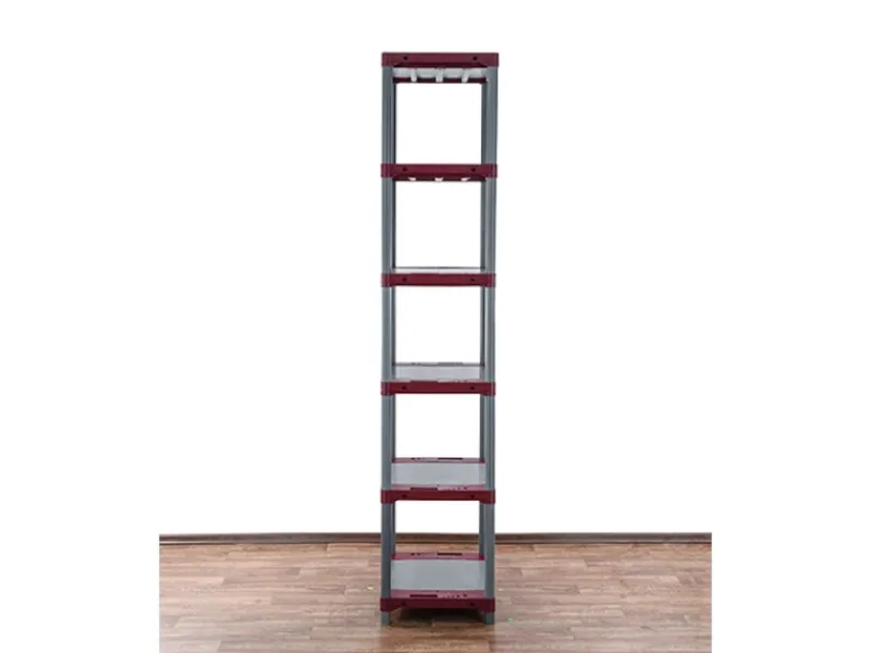 PROREGAL Kunststoffregal Grey Bear Extra-Tall HxBxT 220 x 60 x 46 cm Fachlast 120 kg Grau/Rot