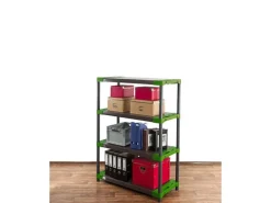 PROREGAL Kunststoffregal Grey Bear Low HxBxT 138 x 110 x 46 cm Fachlast 120 kg Grau/Grün