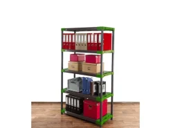 PROREGAL Kunststoffregal Grey Bear Tall HxBxT 180 x 100 x 46 cm Fachlast 120 kg Grau/Grün