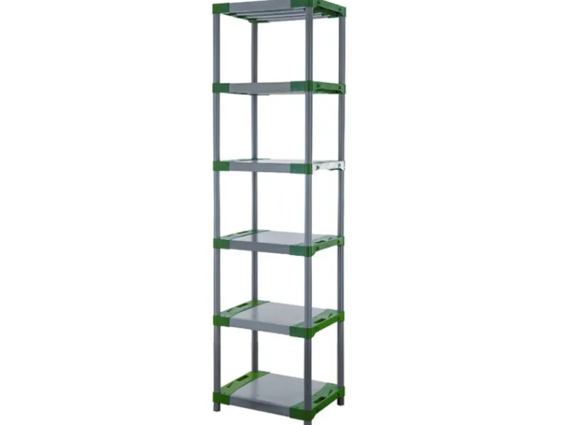 PROREGAL Kunststoffregal Grey Bear Extra-Tall HxBxT 220 x 60 x 46 cm Fachlast 120 kg Grau/Grün