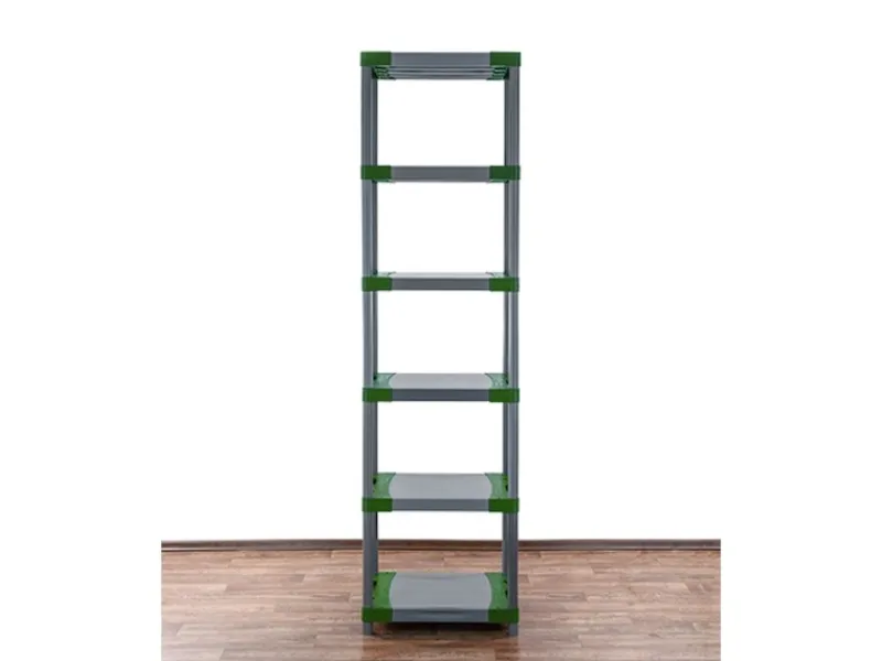 PROREGAL Kunststoffregal Grey Bear Extra-Tall HxBxT 220 x 60 x 46 cm Fachlast 120 kg Grau/Grün