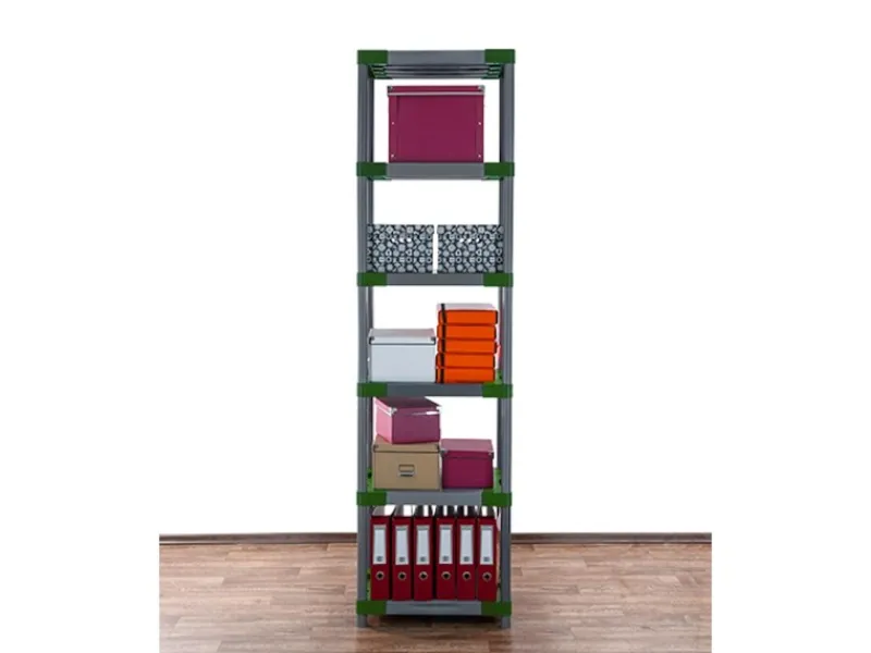 PROREGAL Kunststoffregal Grey Bear Extra-Tall HxBxT 220 x 60 x 46 cm Fachlast 120 kg Grau/Grün