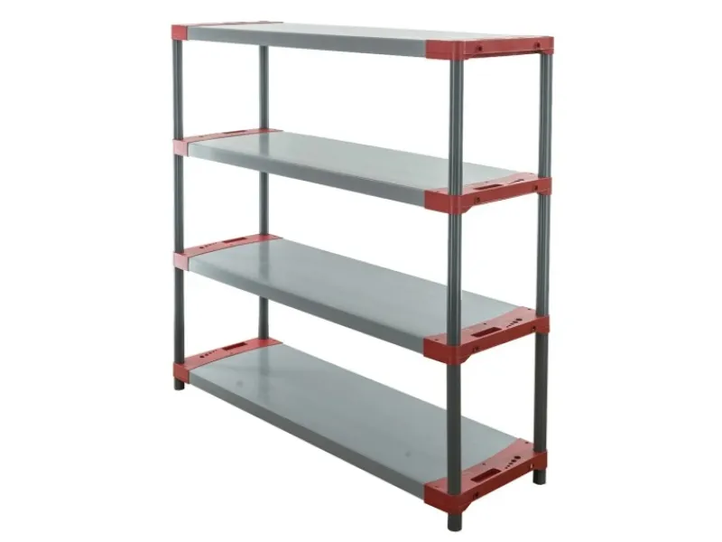 PROREGAL Kunststoffregal Big Grey Bear Low HxBxT 138 x 130 x 46 cm Fachlast 120 kg Grau/Rot