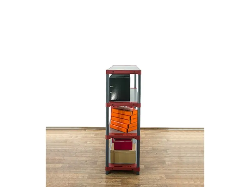 PROREGAL Kunststoffregal Big Grey Bear Low HxBxT 138 x 130 x 46 cm Fachlast 120 kg Grau/Rot