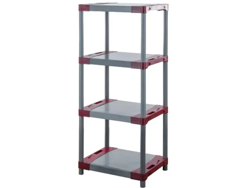 Discount PROREGAL Kunststoffregal Grey Bear Low HxBxT 138 x 60 x 46 cm Fachlast 120 kg Grau/Rot Grau-Rot