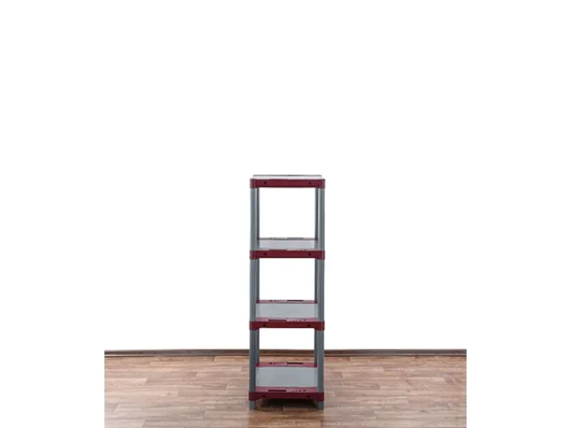 Discount PROREGAL Kunststoffregal Grey Bear Low HxBxT 138 x 60 x 46 cm Fachlast 120 kg Grau/Rot Grau-Rot