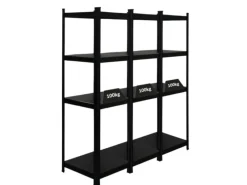 PROREGAL Mega Deal 3 x All Black Series Schwerlastregal Ragnar HxBxT 150 x 45 x 45 cm Fachlast 100 kg Matt Schwarz Kellerregal Steckregal Garagenregal