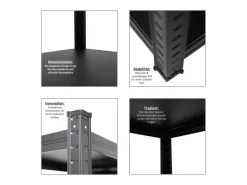 PROREGAL Mega Deal 3 x All Black Series Schwerlastregal Ragnar HxBxT 150 x 45 x 45 cm Fachlast 100 kg Matt Schwarz Kellerregal Steckregal Garagenregal