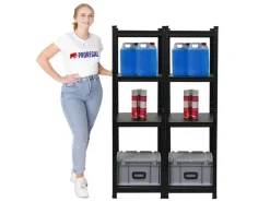 Discount PROREGAL Mega Deal 2 x All Black Series Schwerlastregal Ragnar HxBxT 150 x 45 x 45 cm Fachlast 100 kg Matt Schwarz Kellerregal Steckregal Garagenregal