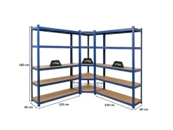 Sale PROREGAL Mega Deal 1 x Eckregal & 2x Schwerlastregal Ragnar HxBxT 180 x 190 x 40 cm Fachlast 175 kg Kellerregal Steckregal Garagenregal Blau