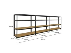 PROREGAL Mega Deal 3er-Set Schwerlastregal Giant Elephant 160x150x60cm mit 4 Ebenen Fachlast 200kg