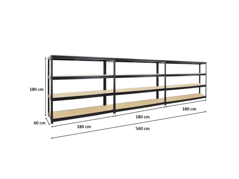 PROREGAL Mega Deal 3er-Sparset Profi-Schwerlastregal DINO HxBxT 180x180x60cm Fachlast 500kg