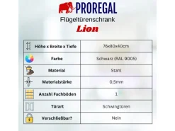 Clearance PROREGAL Mega Deal 5x Aktenschrank Lion Metall Mit Beinen Metallschrank Doppeltür 76x80x40Cm Kommode 2 Verstellbare Einlegeböden Vintagebraun/Schwarz