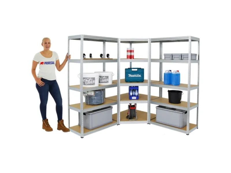 PROREGAL Mega Deal 1x Eckregal & 2x Schwerlastregal Slim Elephant S Fachlast 250 & 350 kg