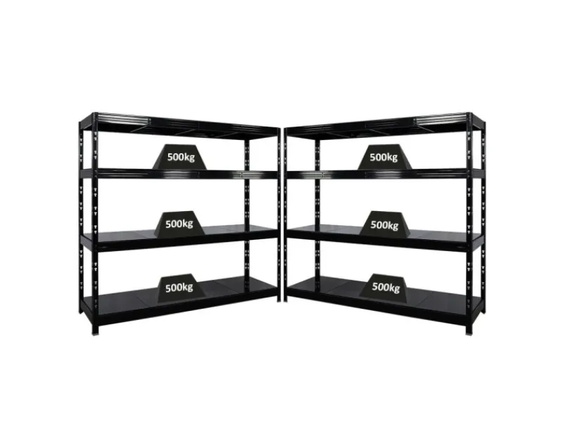 PROREGAL Mega Deal 2x Profi Schwerlastregal Rhino HxBxT 180x200x60cm 4 Stahlplatten-Ebenen Fachlast 500kg Schwarz