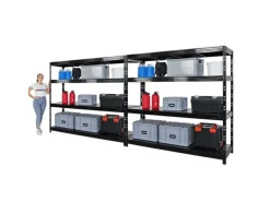 PROREGAL Mega Deal 2x Profi Schwerlastregal Rhino HxBxT 180x200x60cm 4 Stahlplatten-Ebenen Fachlast 500kg Schwarz