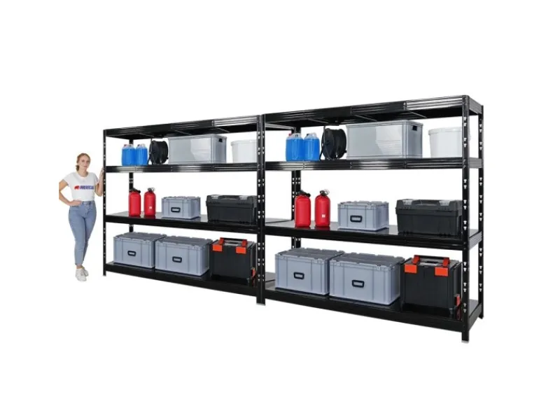 PROREGAL Mega Deal 2x Profi Schwerlastregal Rhino HxBxT 180x200x60cm 4 Stahlplatten-Ebenen Fachlast 500kg Schwarz