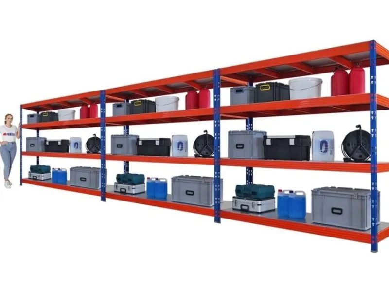 Sale PROREGAL Mega Deal 3x Profi Schwerlastregal Rhino HxBxT 180x200x60cm 4 Stahlplatten-Ebenen Fachlast 500kg Blau/Orange Blau-Orange