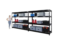 PROREGAL Mega Deal 2x Profi Schwerlastregal Rhino HxBxT 180x200x60cm 4 Gitterrost-Ebenen Fachlast 500kg Schwarz