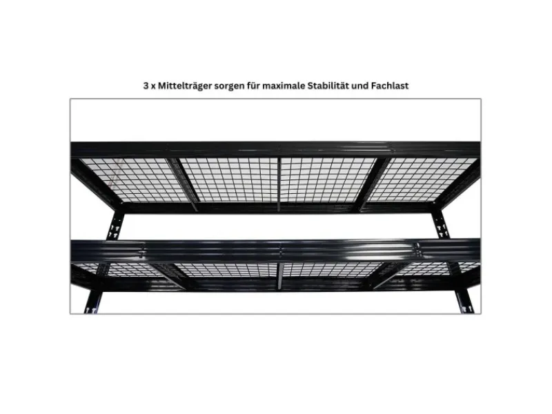 Sale PROREGAL Mega Deal 5x Profi Schwerlastregal Rhino HxBxT 180x200x60cm 4 Gitterrost-Ebenen Fachlast 500kg Schwarz