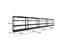 PROREGAL Mega Deal 4x Profi Schwerlastregal Rhino HxBxT 180x200x60cm 4 Stahlplatten-Ebenen Fachlast 500kg Schwarz