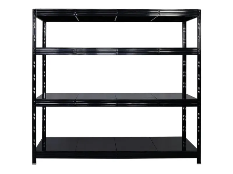 PROREGAL Mega Deal 4x Profi Schwerlastregal Rhino HxBxT 180x200x60cm 4 Stahlplatten-Ebenen Fachlast 500kg Schwarz