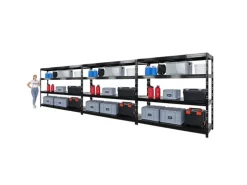 PROREGAL Mega Deal 3x Profi Schwerlastregal Rhino HxBxT 180x200x60cm 4 Stahlplatten-Ebenen Fachlast 500kg Schwarz