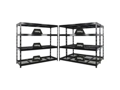 PROREGAL Mega Deal 3x Profi Schwerlastregal Rhino HxBxT 180x200x60cm 4 Gitterrost-Ebenen Fachlast 500kg Schwarz