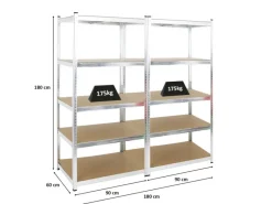 PROREGAL Mega Deal 2x Schwerlastregal Ragnar HxBxT 180 x 90 x 60 cm Fachlast 175 kg