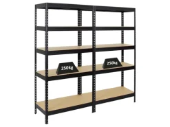 Online PROREGAL Mega Deal 2x Schwerlastregal Rivet HxBxT 180 x 90 x 45 cm Fachlast 250 kg Schwarz