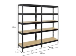 Online PROREGAL Mega Deal 2x Schwerlastregal Rivet HxBxT 180 x 90 x 45 cm Fachlast 250 kg Schwarz