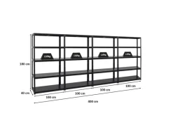 Best PROREGAL Mega Deal 4x Schwerlastregal Steel Eagle HxBxT 180 x 100 x 40 cm Fachlast 130 kg Schwarz