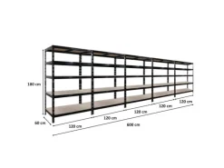 Sale PROREGAL Mega Deal 5X Schwerlastregal Tiger HxBxT 180x120x60cm Fachlast 265kg Schwarz