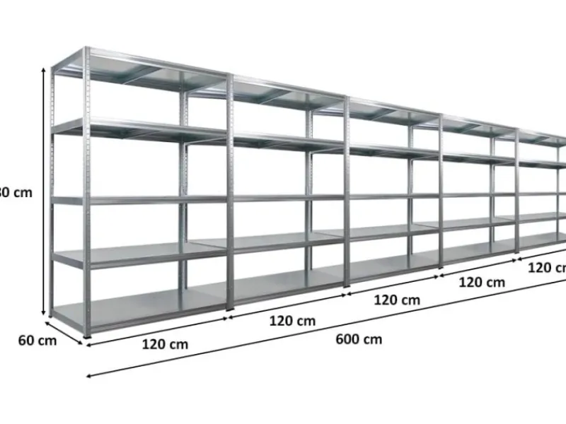 Outlet PROREGAL Mega Deal 5x Schwerlastregal Steel Eagle HxBxT 180x120x60cm Fachlast 130kg Verzinkt