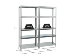 PROREGAL Mega Deal 2x Schwerlastregal Steel Eagle HxBxT 180 x 80 x 40 cm Fachlast 130 kg