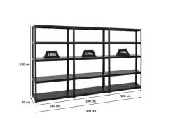 PROREGAL Mega Deal 3x Schwerlastregal Steel Eagle HxBxT 180 x 100 x 40 cm Fachlast 130 kg